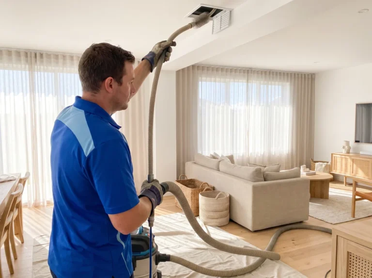 Oceanview technician cleaning residential air ducts