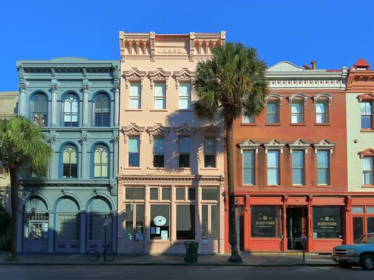 Rainbow Row in historic downtown Charleston, South Carolina